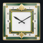Reloj Cuadrado Art Deco Green<br><div class="desc">Gran diseño de reloj. Te encantará como a otros. Tenga la libertad de usar este diseño para otro producto que desee o para el personalizar y agregue su texto. Sígueme por más. Gracias. Que tengas un buen día.</div>