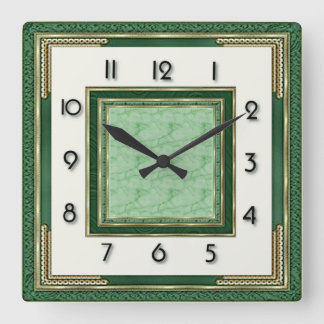 Reloj Cuadrado Art Deco Green