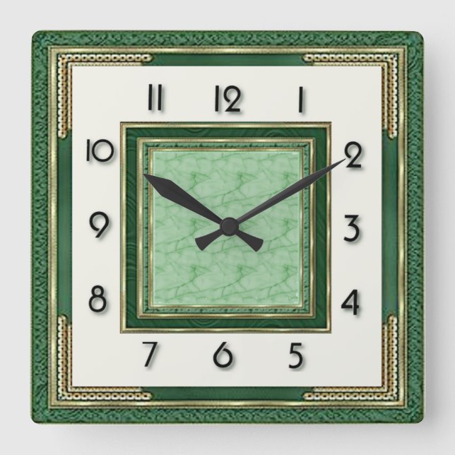 Reloj Cuadrado Art Deco Green (Anverso)