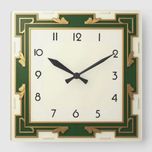 Reloj Cuadrado Art Deco Green