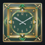 Reloj Cuadrado Art Deco Green<br><div class="desc">Gran diseño de reloj. Te encantará como a otros. Tenga la libertad de usar este diseño para otro producto que desee o para el personalizar y agregue su texto. Sígueme por más. Gracias. Que tengas un buen día.</div>