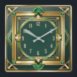 Reloj Cuadrado Art Deco Green<br><div class="desc">Gran diseño de reloj. Te encantará como a otros. Tenga la libertad de usar este diseño para otro producto que desee o para el personalizar y agregue su texto. Sígueme por más. Gracias. Que tengas un buen día.</div>