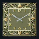 Reloj Cuadrado Art Deco Green<br><div class="desc">Great clock design. You will love it like others. Be free to use this design for other product you like or to customize and add your text. Follow me for more. Thank you. Have a nice day.</div>