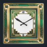 Reloj Cuadrado Art Deco Green<br><div class="desc">Gran diseño de reloj. Te encantará como a otros. Tenga la libertad de usar este diseño para otro producto que desee o para el personalizar y agregue su texto. Sígueme por más. Gracias. Que tengas un buen día.</div>