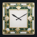 Reloj Cuadrado Art Deco Green<br><div class="desc">Gran diseño de reloj. Te encantará como a otros. Tenga la libertad de usar este diseño para otro producto que desee o para el personalizar y agregue su texto. Sígueme por más. Gracias. Que tengas un buen día.</div>