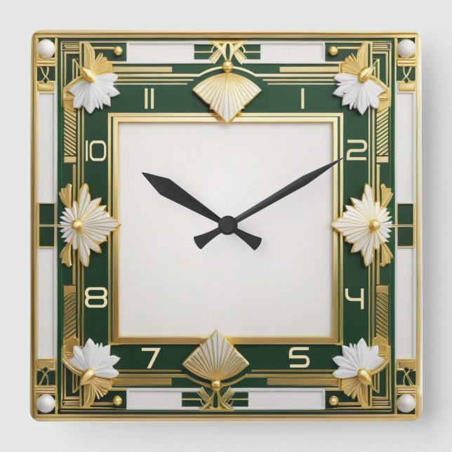Reloj Cuadrado Art Deco Green (Anverso)