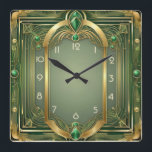 Reloj Cuadrado Art Deco Green<br><div class="desc">Gran diseño de reloj. Te encantará como a otros. Tenga la libertad de usar este diseño para otro producto que desee o para el personalizar y agregue su texto. Sígueme por más. Gracias. Que tengas un buen día.</div>