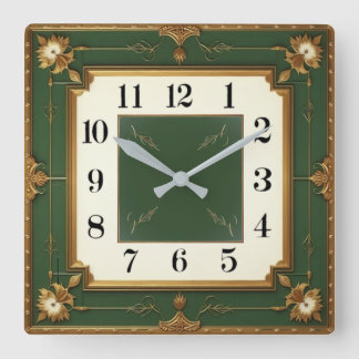 Reloj Cuadrado Art Deco Green