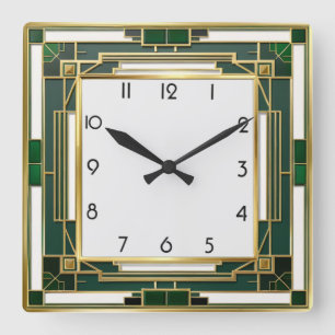 Reloj Cuadrado Art Deco Green