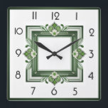 Reloj Cuadrado Art Deco Green<br><div class="desc">Gran diseño de reloj. Te encantará como a otros. Tenga la libertad de usar este diseño para otro producto que desee o para el personalizar y agregue su texto. Sígueme por más. Gracias. Que tengas un buen día.</div>