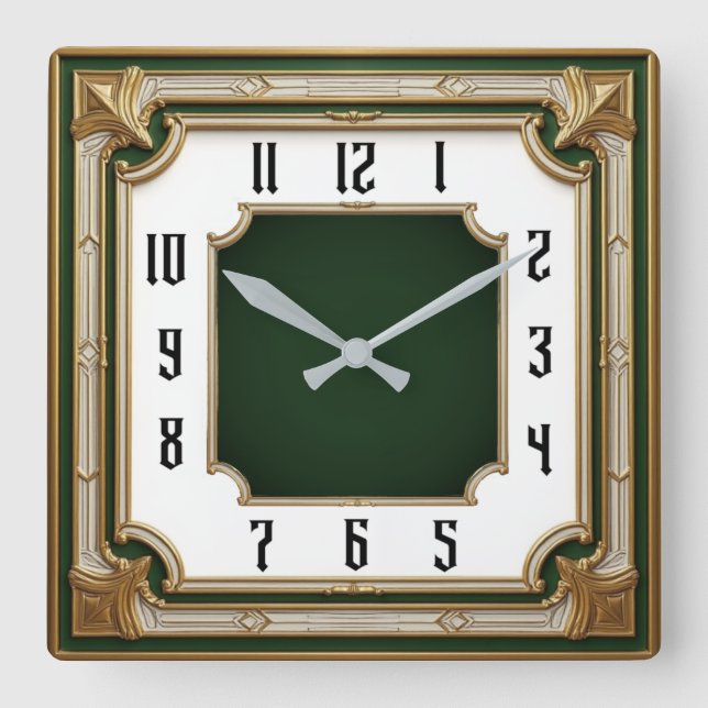 Reloj Cuadrado Art Deco Green Elegant (Anverso)