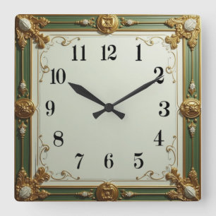 Reloj Cuadrado Art Deco Green Elegant