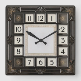 Reloj Cuadrado Art Deco Gris