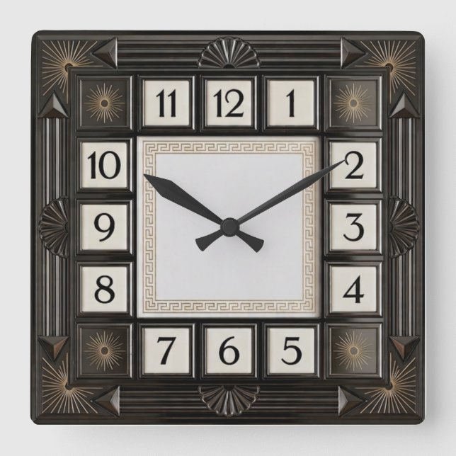 Reloj Cuadrado Art Deco Gris (Anverso)