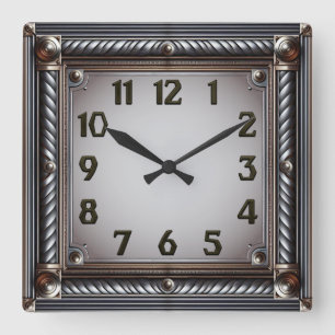 Reloj Cuadrado Art Deco Gris
