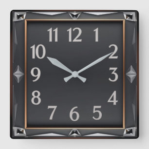 Reloj Cuadrado Art Deco Gris