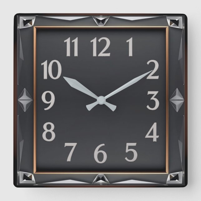Reloj Cuadrado Art Deco Gris (Anverso)