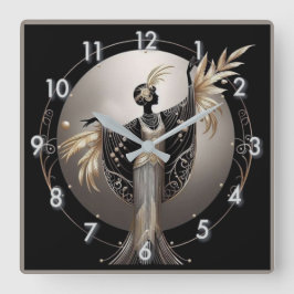 Reloj Cuadrado Art Deco Gris