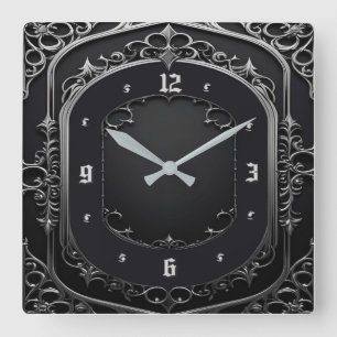 Reloj Cuadrado Art Deco Gris