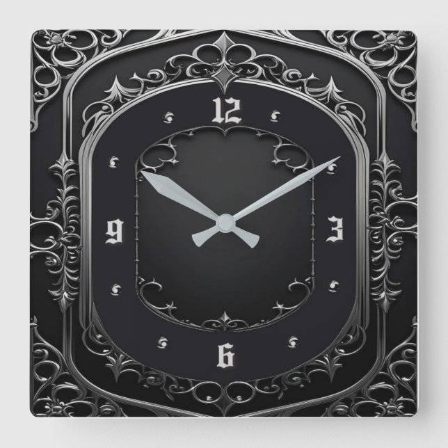 Reloj Cuadrado Art Deco Gris (Anverso)