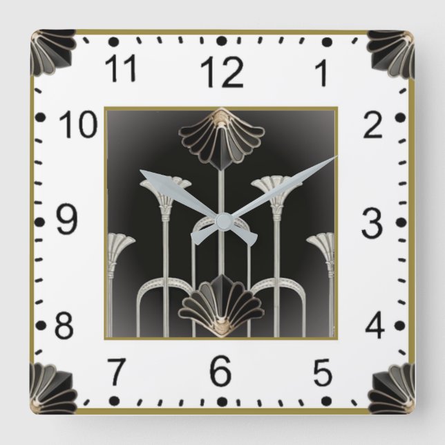 Reloj Cuadrado Art Deco Gris (Anverso)