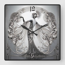 Reloj Cuadrado Art Deco Gris