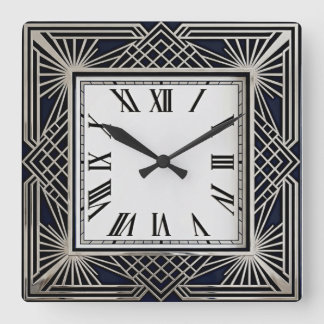 Reloj Cuadrado Art Deco Gris