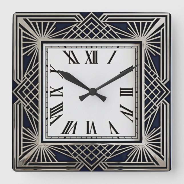 Reloj Cuadrado Art Deco Gris (Anverso)