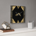 Reloj Cuadrado Art Deco I (negro/oro)<br><div class="desc">Con esta mezcla exótica y Art Deco,  te recomendamos que realices una declaración audaz con un leopardo y una composición en negro y oro.</div>