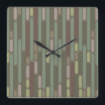 Reloj Cuadrado Art Deco Inspired Ovals<br><div class="desc">This clock has an art deco inspired design made of long ovals filled with solid color or lines in a camouflage color palette.</div>