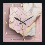 Reloj Cuadrado Art Deco Moderno Rosa<br><div class="desc">Gran diseño de reloj. Te encantará como a otros. Tenga la libertad de usar este diseño para otro producto que desee o para el personalizar y agregue su texto. Sígueme por más. Gracias. Que tengas un buen día.</div>