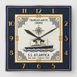 Reloj Cuadrado Art Deco Náutico