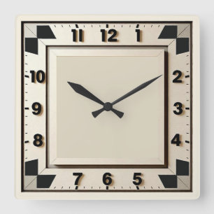 Reloj Cuadrado Art Deco Negro y Blanco