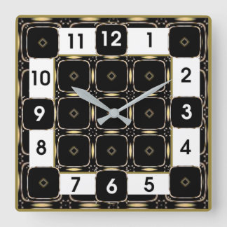 Reloj Cuadrado Art Deco Negro y Blanco