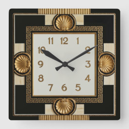 Reloj Cuadrado Art Deco Negro y Dorado