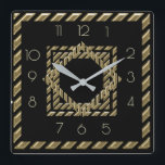 Reloj Cuadrado Art Deco negro y dorado<br><div class="desc">Gran diseño de reloj. Te encantará como a otros. Tenga la libertad de usar este diseño para otro producto que desee o para el personalizar y agregue su texto. Sígueme por más. Gracias. Que tengas un buen día.</div>