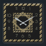 Reloj Cuadrado Art Deco negro y dorado<br><div class="desc">Gran diseño de reloj. Te encantará como a otros. Tenga la libertad de usar este diseño para otro producto que desee o para el personalizar y agregue su texto. Sígueme por más. Gracias. Que tengas un buen día.</div>