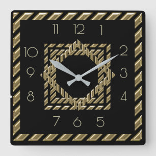 Reloj Cuadrado Art Deco negro y dorado