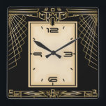 Reloj Cuadrado Art Deco negro y oro<br><div class="desc">Gran diseño de reloj. Te encantará como a otros. Tenga la libertad de usar este diseño para otro producto que desee o para el personalizar y agregue su texto. Sígueme por más. Gracias. Que tengas un buen día.</div>