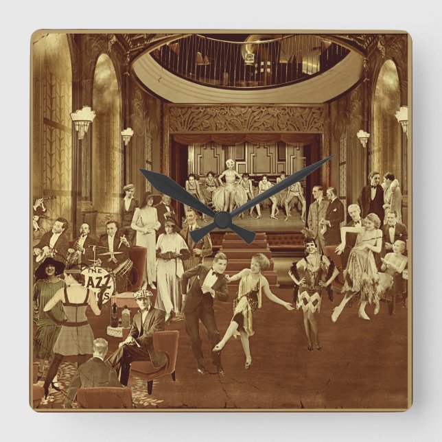 Reloj Cuadrado Art Deco Night Club (Anverso)