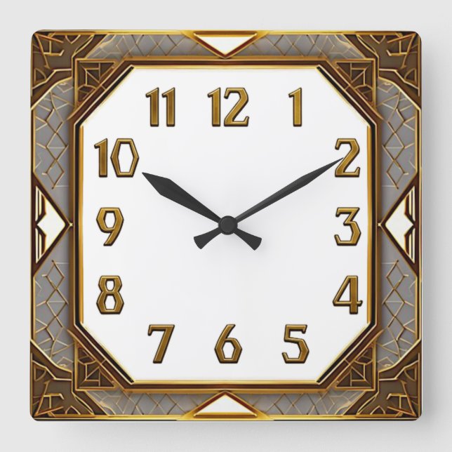 Reloj Cuadrado Art Deco Oro (Anverso)