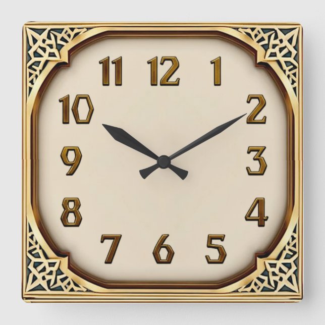 Reloj Cuadrado Art Deco Oro (Anverso)