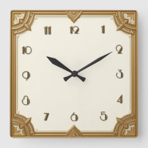 Reloj Cuadrado Art Deco Oro