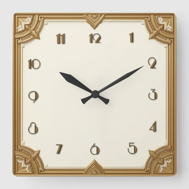 Reloj Cuadrado Art Deco Oro (Anverso)