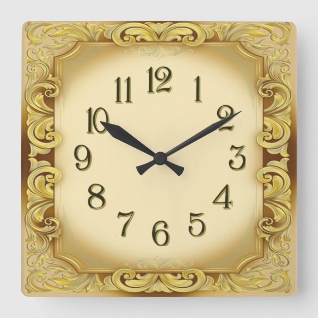 Reloj Cuadrado Art Deco Oro (Anverso)
