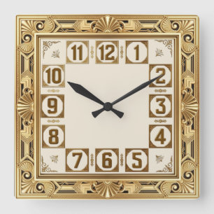 Reloj Cuadrado Art Deco Oro
