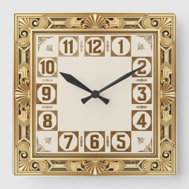 Reloj Cuadrado Art Deco Oro (Anverso)