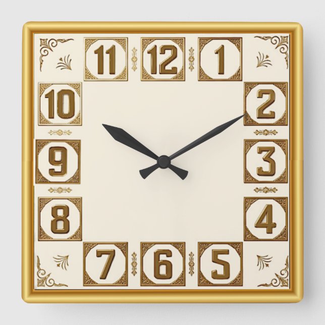 Reloj Cuadrado Art Deco Oro (Anverso)