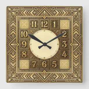 Reloj Cuadrado Art Deco Oro