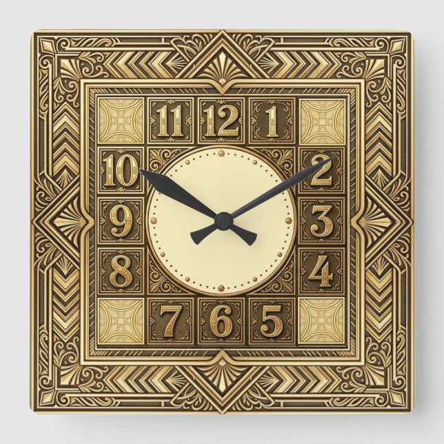 Reloj Cuadrado Art Deco Oro (Anverso)